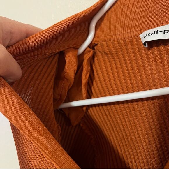 Self-Portrait Cinnamon ribbed knit sheath shirt dress MEDIUM - Picture 5 of 10